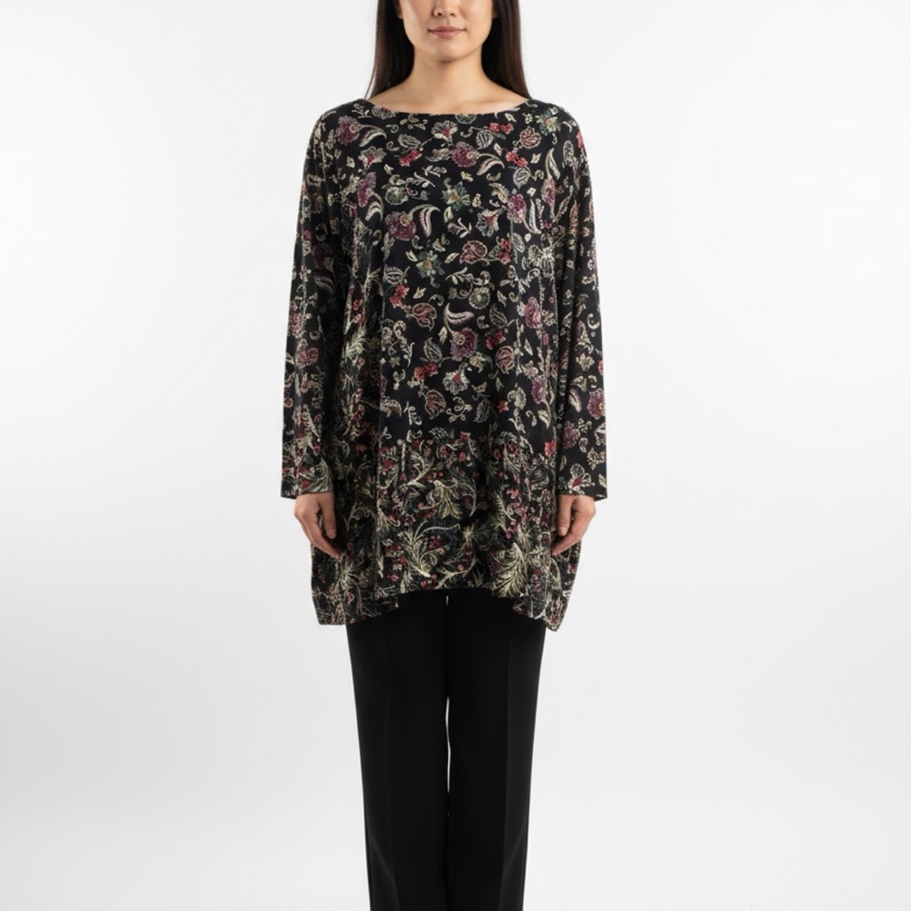 J. Jill Black Floral Tunic Top